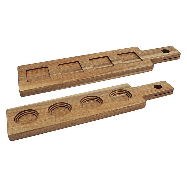 Wood Paddle Flight, 4 Glass, Acacia, 17