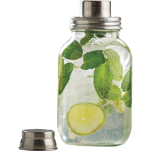Mason Jar Glass Cktail Shkr SS Top, 30OZ