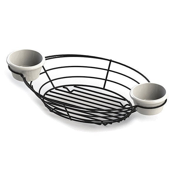 Oval Bskt W/Rmkn Hldr, Blk, 13