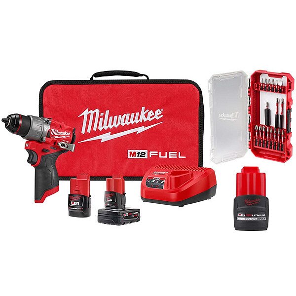 Hammer Drill Kit, Keyless, 12V, 3.1 lb