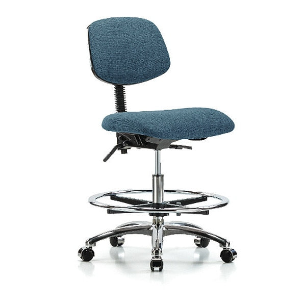 Chair, Fab, Med Bench, Chr CF Casters, Blu