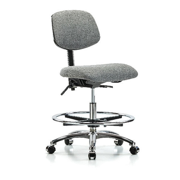 Chair, Fab, Med Bench, Chr CF Casters, Gry