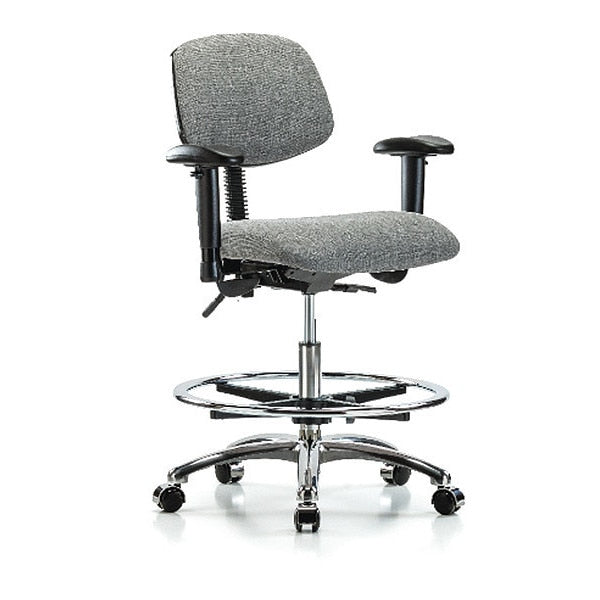 Chair, Fab, Med Bench, Chr AA CF Cast, Gry