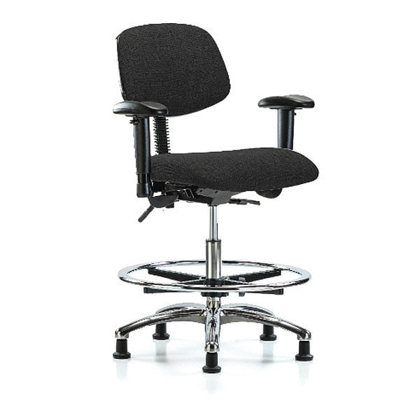 Chair, Fab, Med Bench, Chr AA CF Glides, Blk