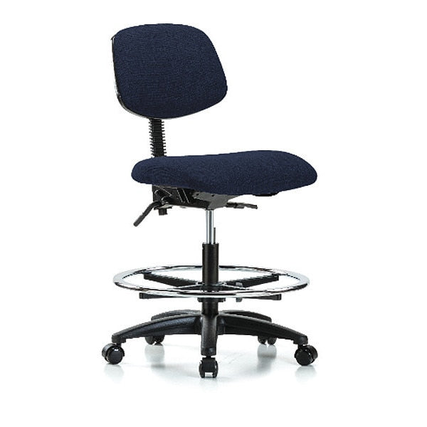Chair, Fabric, Med Bench, CF Casters, Nav, Arm Style: No Arms