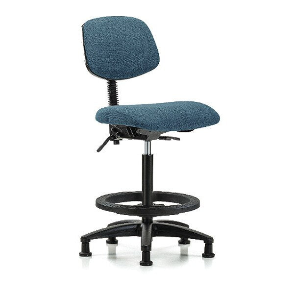 Chair, Fabric, Hi Bench, BF Glides, Blu, Seat Height Range: 26