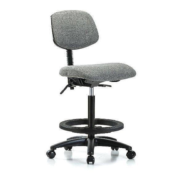 Chair, Fabric, Hi Bench, BF Casters, Gry, Color: Grey