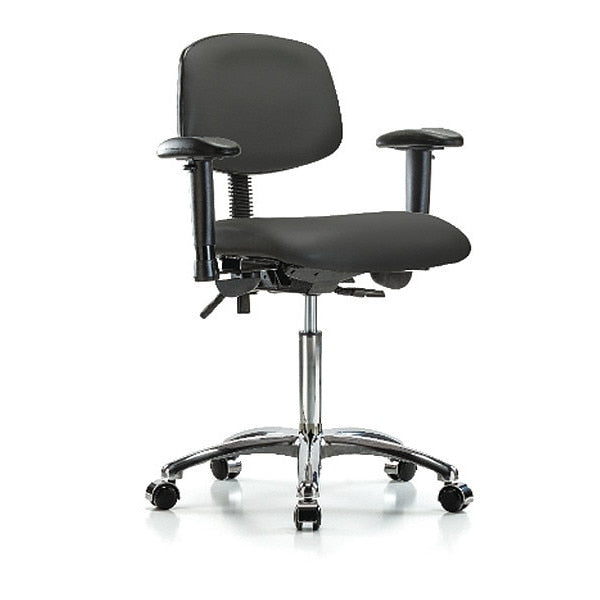 Chair, Vinyl, Med Bench, Chr AA Casters, Gry