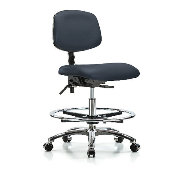 Chair, Vinyl, Med Bench, Chr CF Casters, Nav