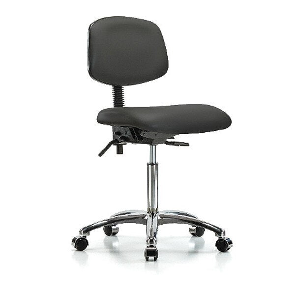 Chair, Vinyl, Med Bench, Chrome Casters, Gry