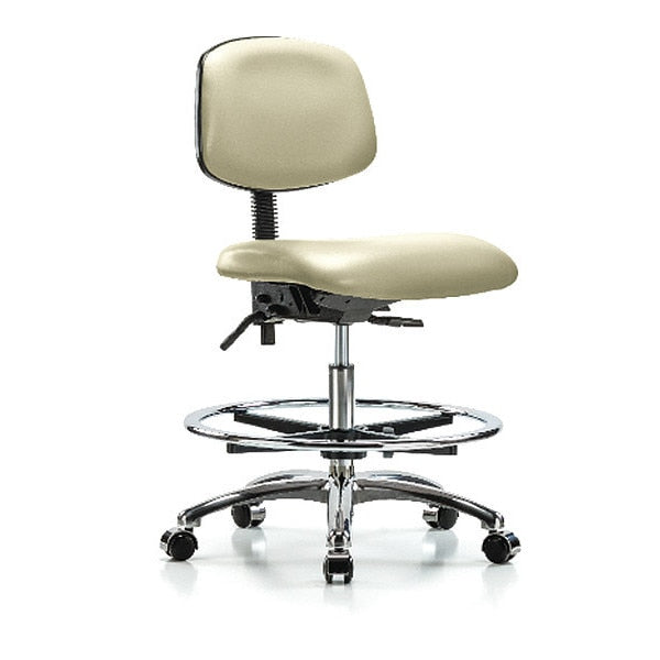 Chair, Vin, Med Bench, Chr Tilt CF Cast, Wht