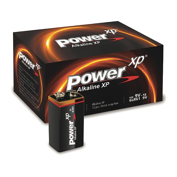 Power XP 9V Alkaline Battery, 12 PK