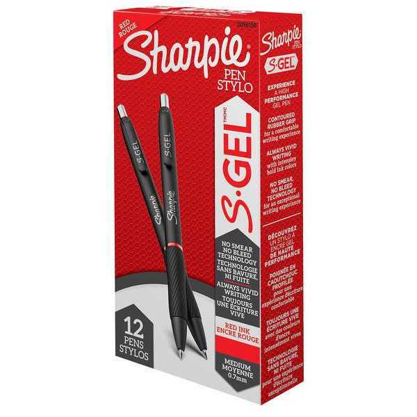 S-Gel Pen, Medium 0.7mm, Red, PK12