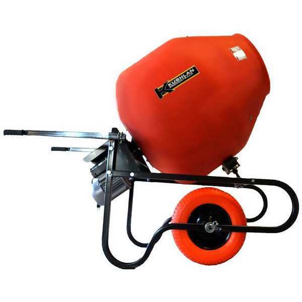 Wheelbarrow Mixer, Polyethylene Drum , Direct Drive, 1.5 HP, 115 V, 10 cu. Ft.