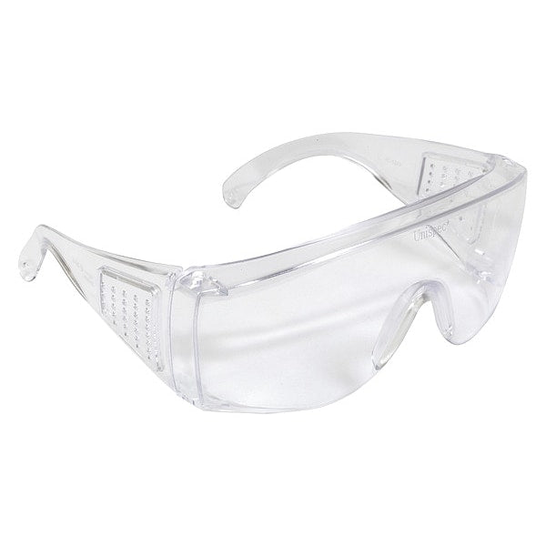 Safety Glasses, Wraparound Clear Polycarbonate Lens, Uncoated
