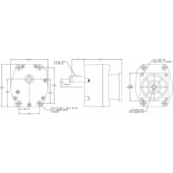 Speed Reducer, C-Face, Parallel, 3.8:1