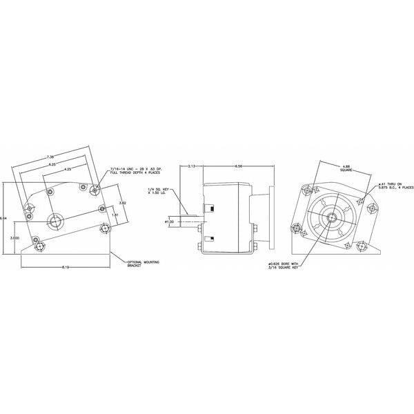 Speed Reducer, C-Face, Parallel, 17.8:1