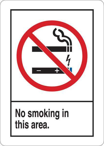 No Smoking Sign, 10 in Height, 7 in Width, Vinyl, English