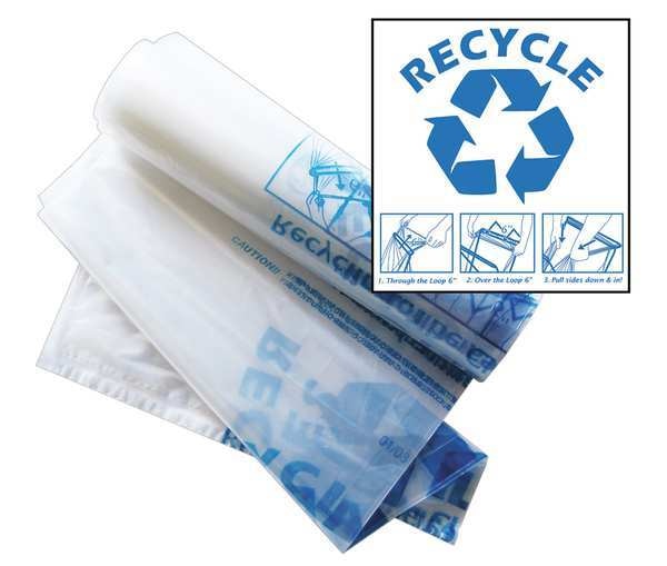 Recycle Bag 40x46, Clear with Blue, PK100