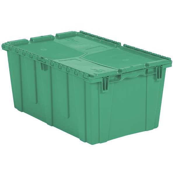 Green Attached Lid Container, Plastic