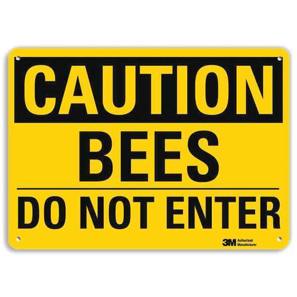 Safety Sign, Bees Do Not Enter, 7inHx10inW