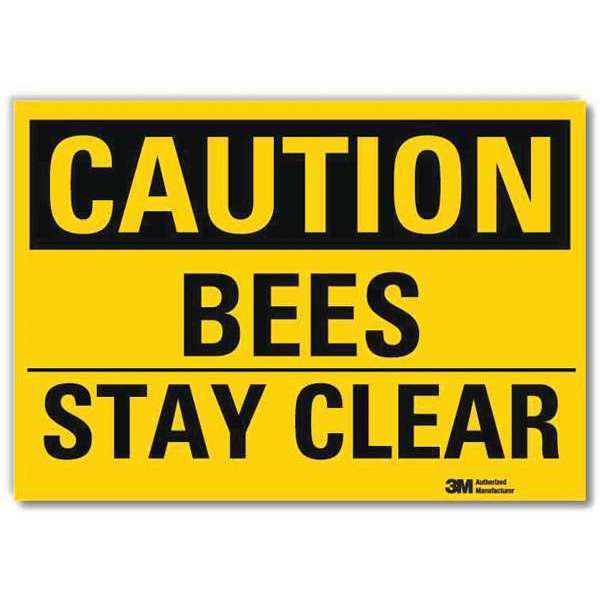 Safety Sign, Bees Stay Clear, 5in.Hx7in.W