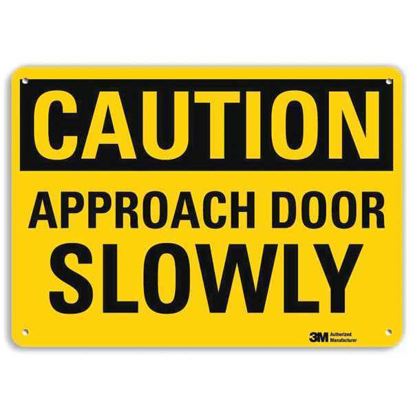 Safety Sign, Approach Door Slowly, 7in.H