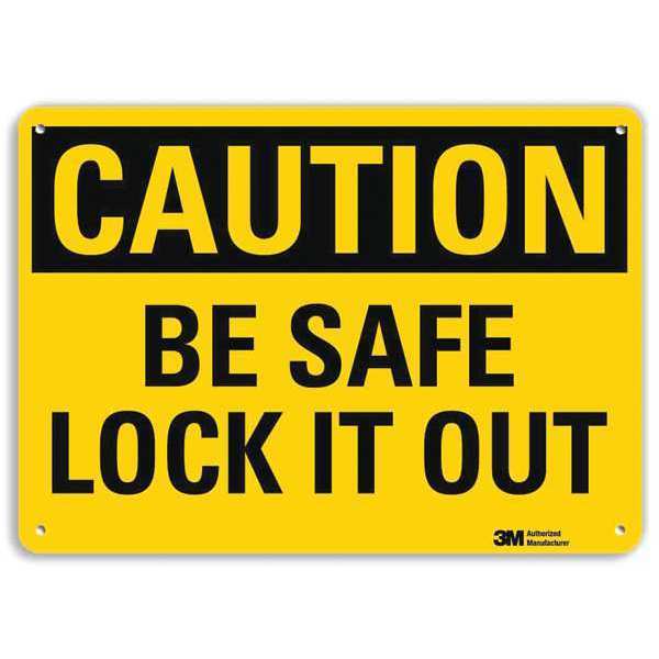 Caution Sign, 7 in Height, 10 in Width, Aluminum, Vertical Rectangle, English