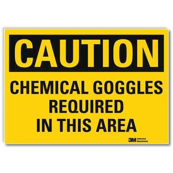 Safety Sign, Chemical Goggles, 14in.W