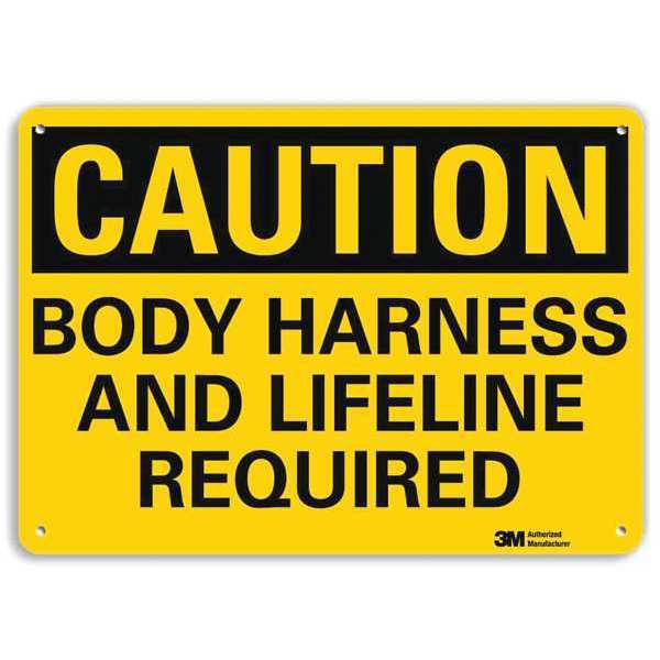 Safety Sign, Body Harness Required, 7in.H