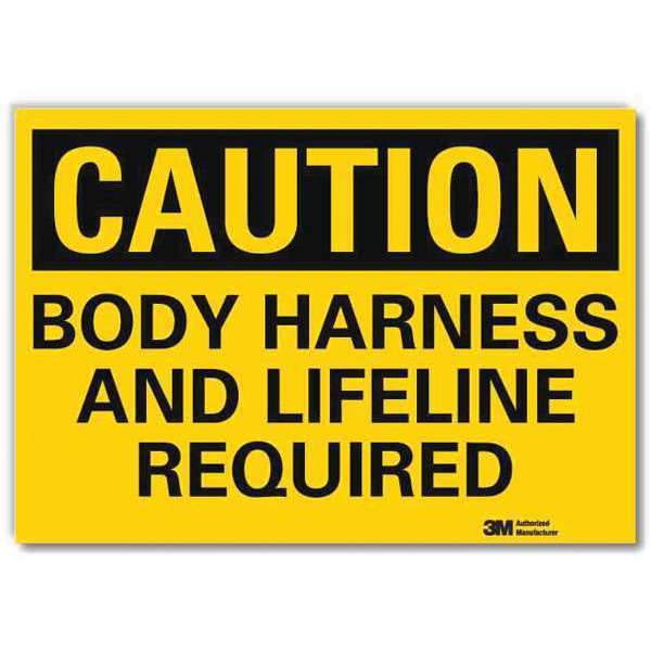 Safety Sign, Body Harness Required, 5in.H