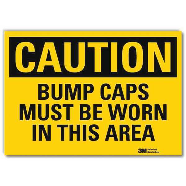 Safety Sign, Caps Must Be Worn, 14in.W