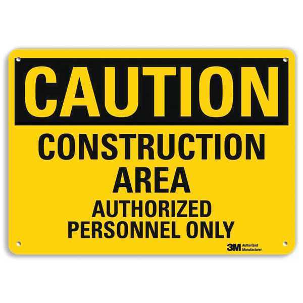 Safety Sign, Construction, English, 7in.H