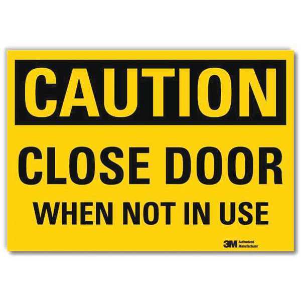 Safety Sign, Close Door, 5in.H x 7in.W