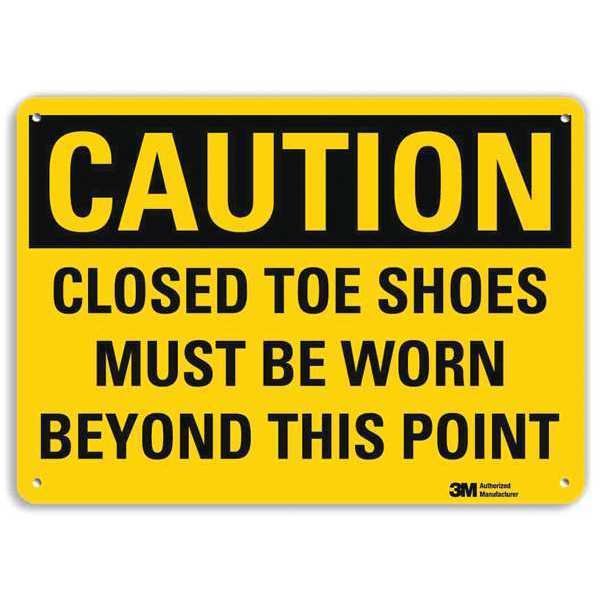 Safety Sign, Closed Toe, 7in.H