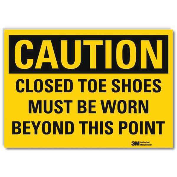 Safety Sign, Closed Toe, 7in.H x 10in.W