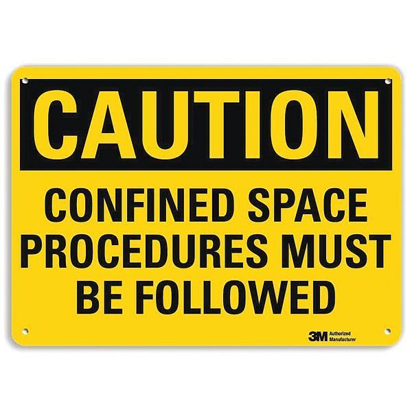 Safety Sign, Confined Procedures, 7in.H