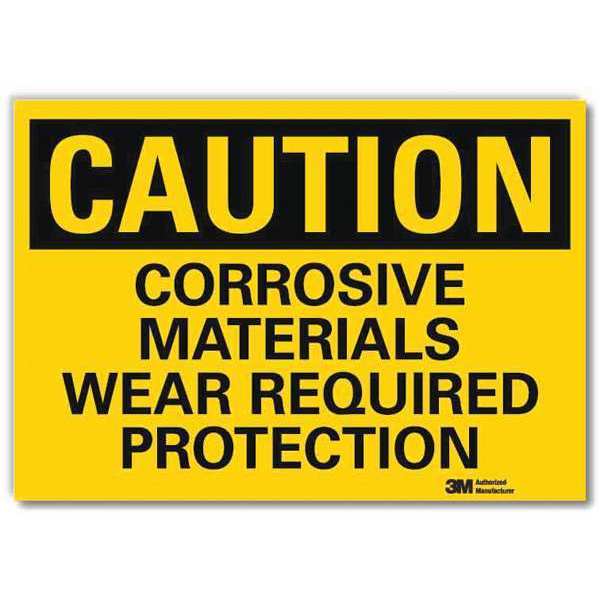 Safety Sign, Corrosive Materials, 14in.W