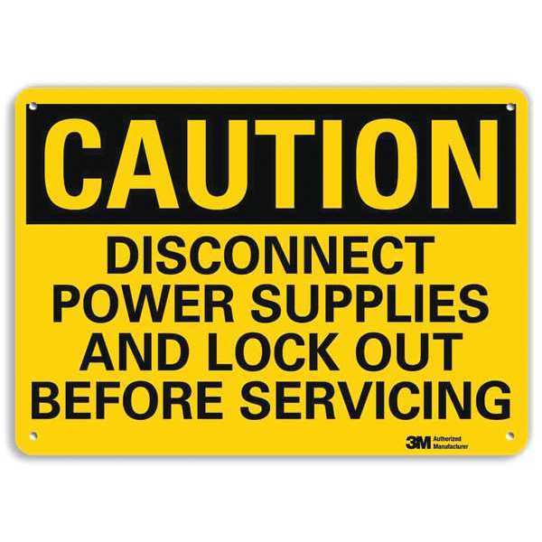 Caution Sign, 7 in Height, 10 in Width, Aluminum, Vertical Rectangle, English
