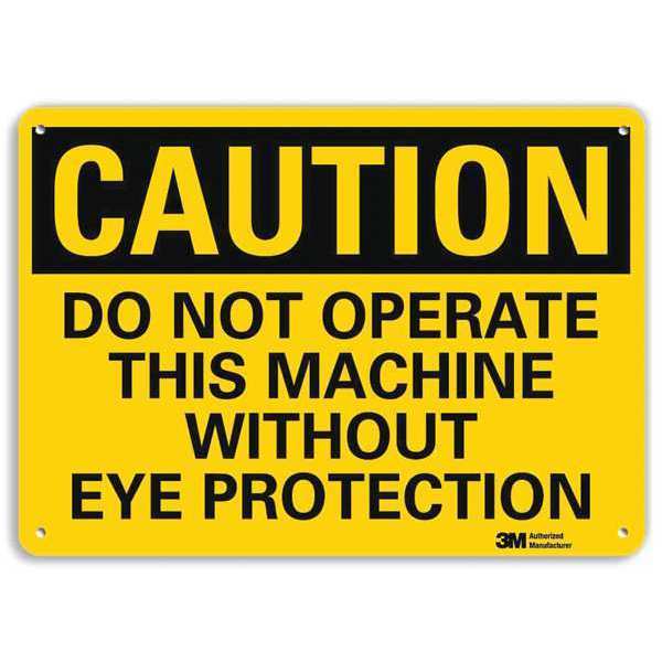Safety Sign, Black/Yellow, 7in.H