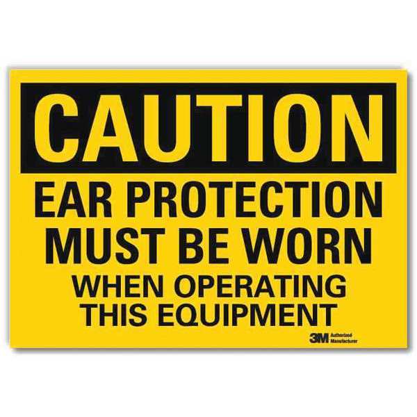 Safety Sign, Ear Protection Oprtng, 5inH