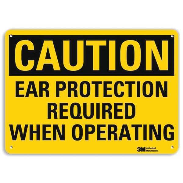 Safety Sign, Ear Protection, 7in.H