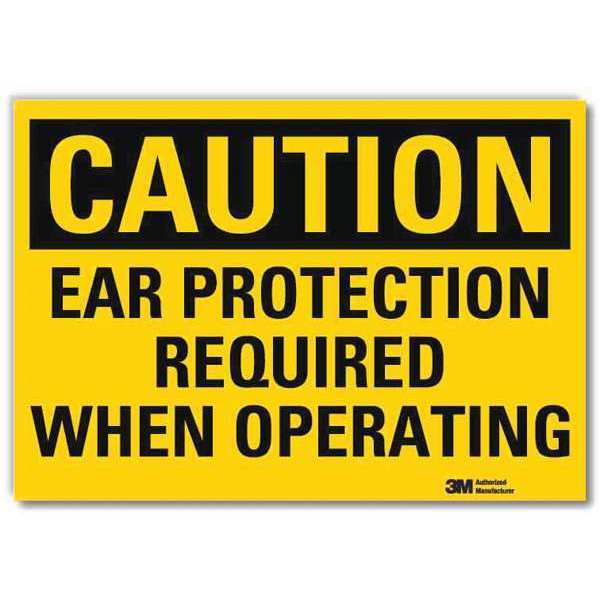 Safety Sign, Ear Protection, 10in.W