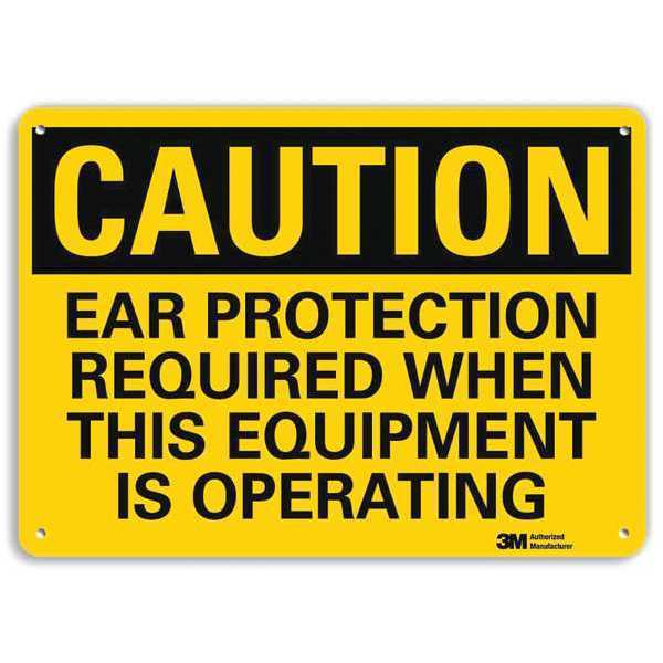 Safety Sign, Ear Prtctn Oprtng, 7in.H