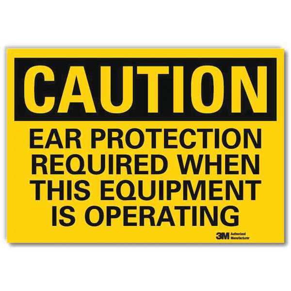 Safety Sign, Ear Prtctn Oprtng, 5in.H