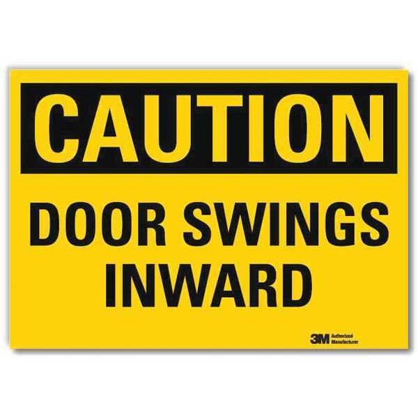 Safety Sign, Door Swings Inward, 14in.W