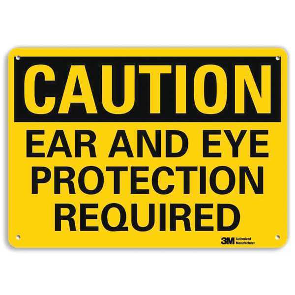Safety Sign, Ear Eye Protection, 7in.H