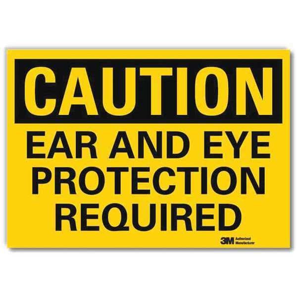 Safety Sign, Ear Eye Protection, 10in.W