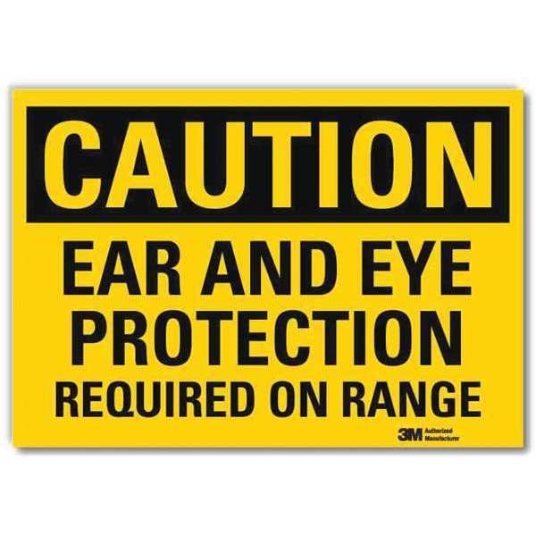 Safety Sign, Ear Eye Prtection Rnge, 14inW