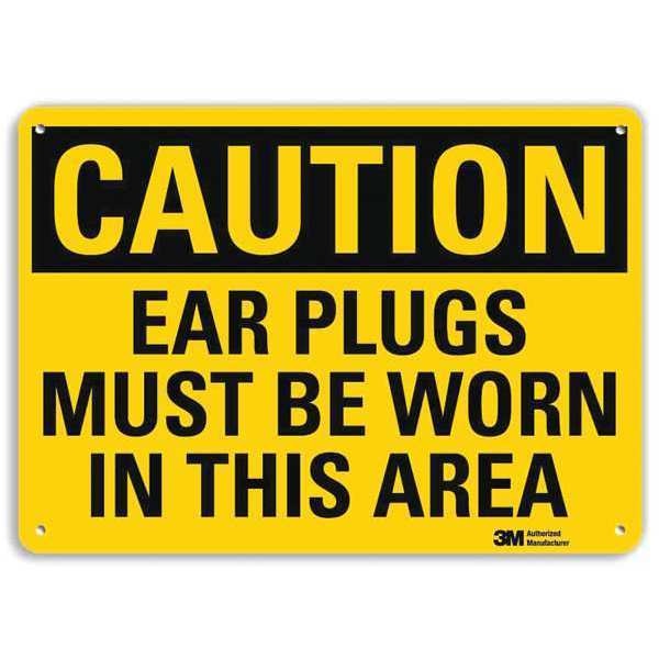 Safety Sign, Ear Plugs Worn, 7in.H